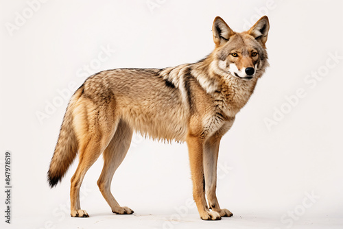 a wolf standing on a white background photo