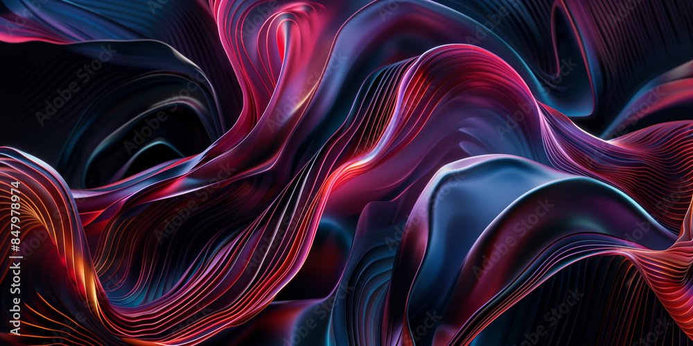 Obraz premium Dark abstract background. Iridescent curves wallpaper