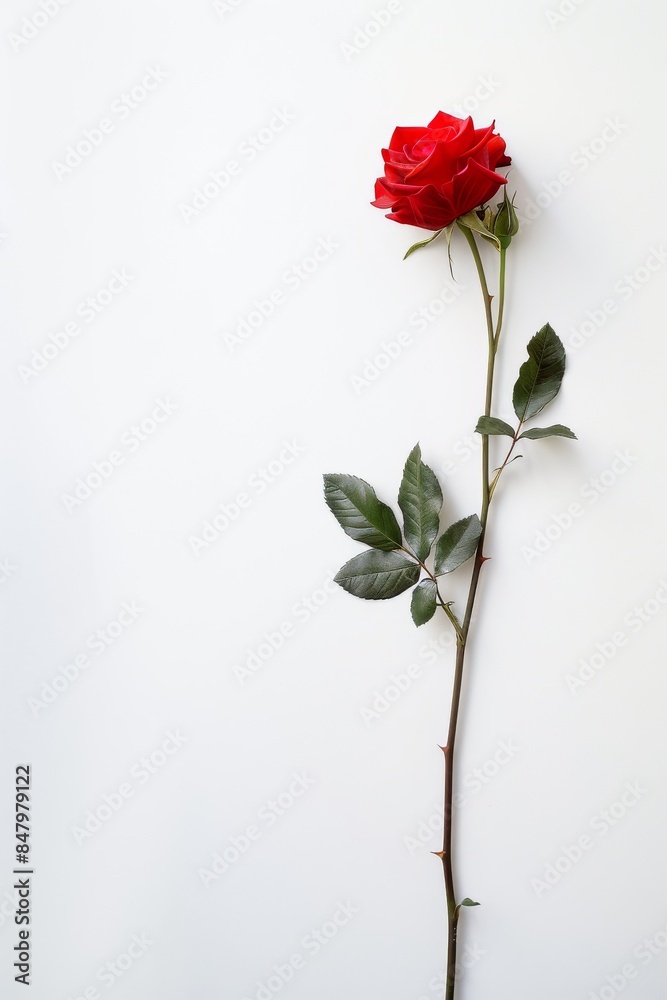 flower Photography, Henri Martin Rosa copy space on right, Isolated on white Background