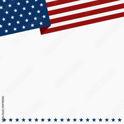 American flag template background with copy space. USA background illustration