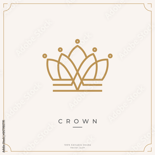Minimalist crown logo icon template. Simple crown icon symbol