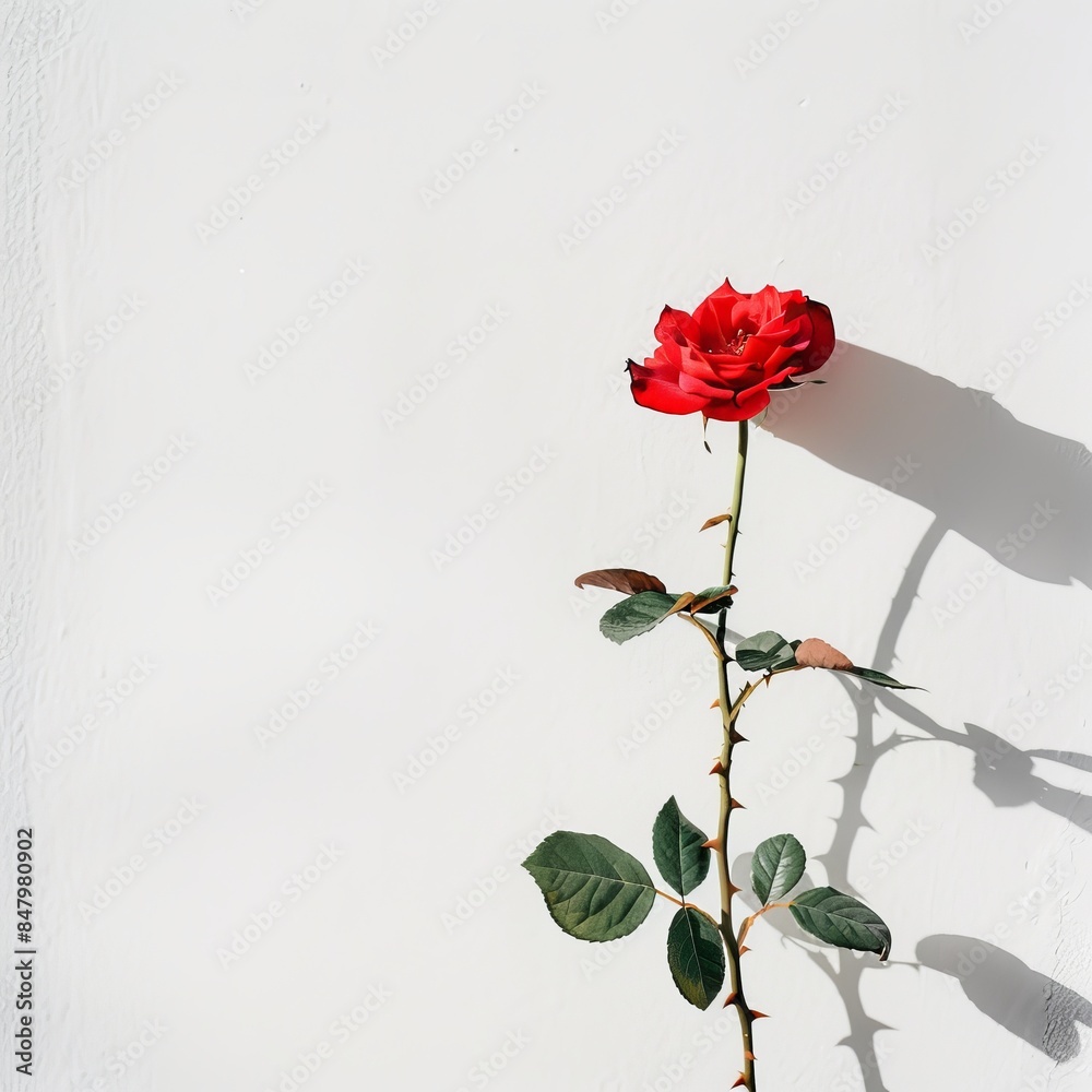 flower Photography, Red Mister Lincoln Rosa copy space on right, Isolated on white Background flower Photography, Red Mister Lincoln Rosa copy space on right, Isolated on white Background