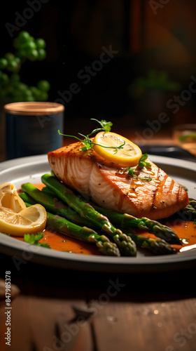 Japanese salmon fillet food photography poster background