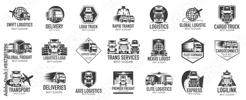 Truck logo, cargo logo, delivery cargo trucks, Logistic logo set icon