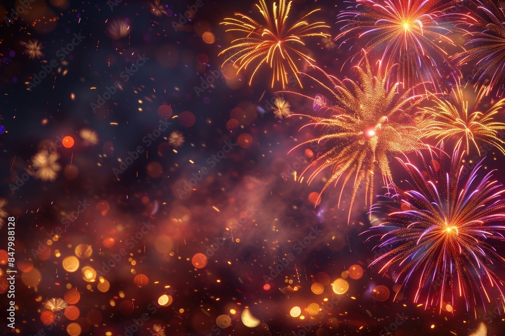 Fototapeta premium Colorful Fireworks Display in Night Sky