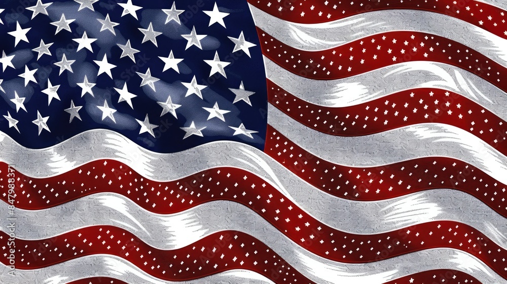 Guilloche Etching Style USA Flag Guilloche Etching Style USA Flag