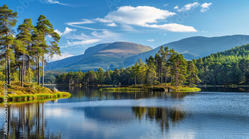 Scenic Loch an Eilein with Cairngorm Mountain in the background photo