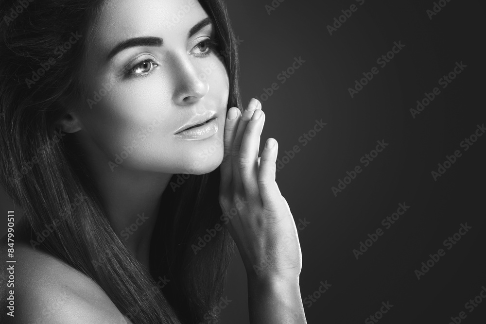 Elegant Portrait of a Young Woman with Smooth Skin Elegant Portrait of a Young Woman with Smooth Skin
