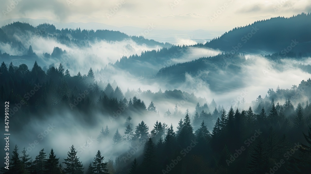 Fototapeta premium Hazy day on inversion weather and fog