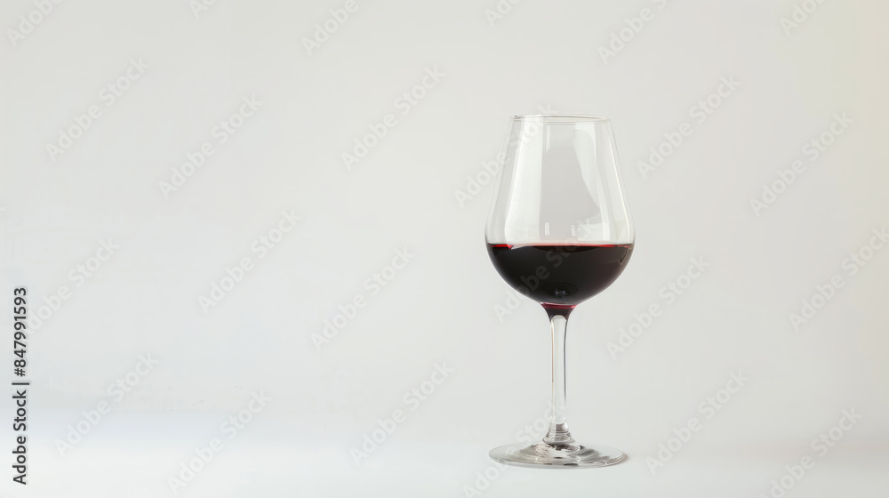Glass of red wine on a white background with copy space Glass of red wine on a white background with copy space