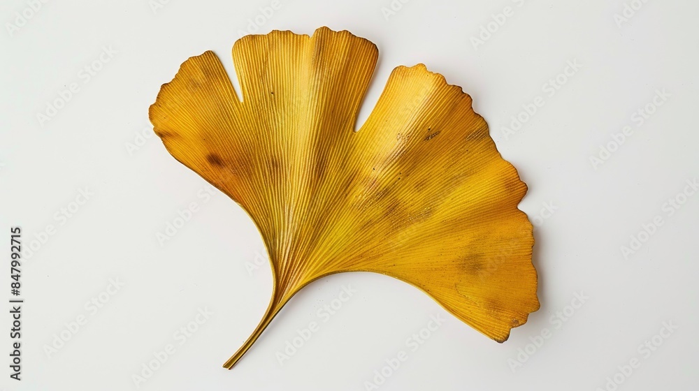 Fototapeta premium Ginkgo leaf against a white backdrop