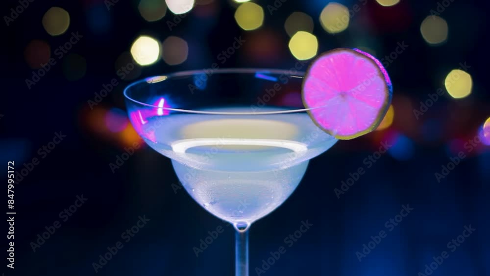 Fresh elegant lime alcoholic cocktail slowly rotating Fresh elegant lime alcoholic cocktail slowly rotating