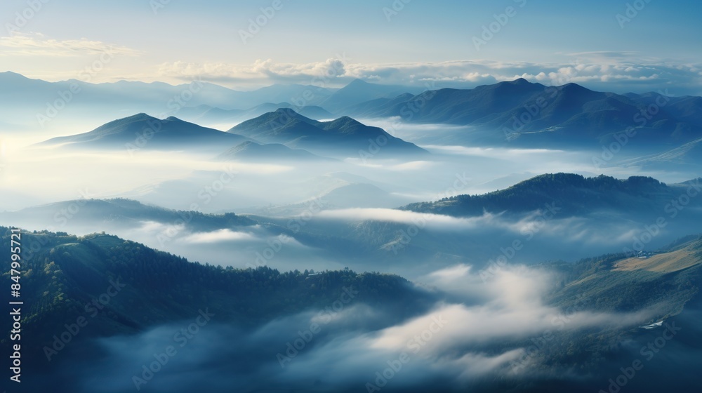 Mountainous Landscape with Morning Mist