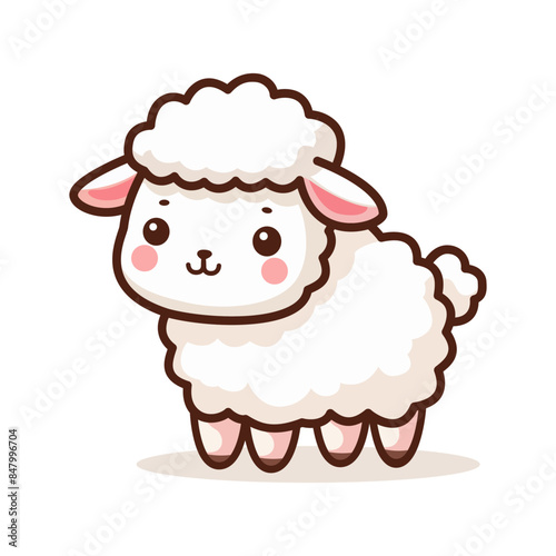 cute lamb animal cartoon character vector illustration template design