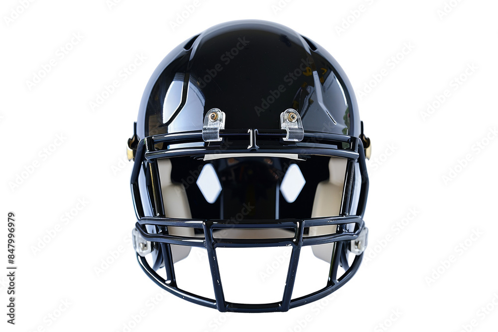 Fototapeta premium Black Football Helmet Isolated on Black Background