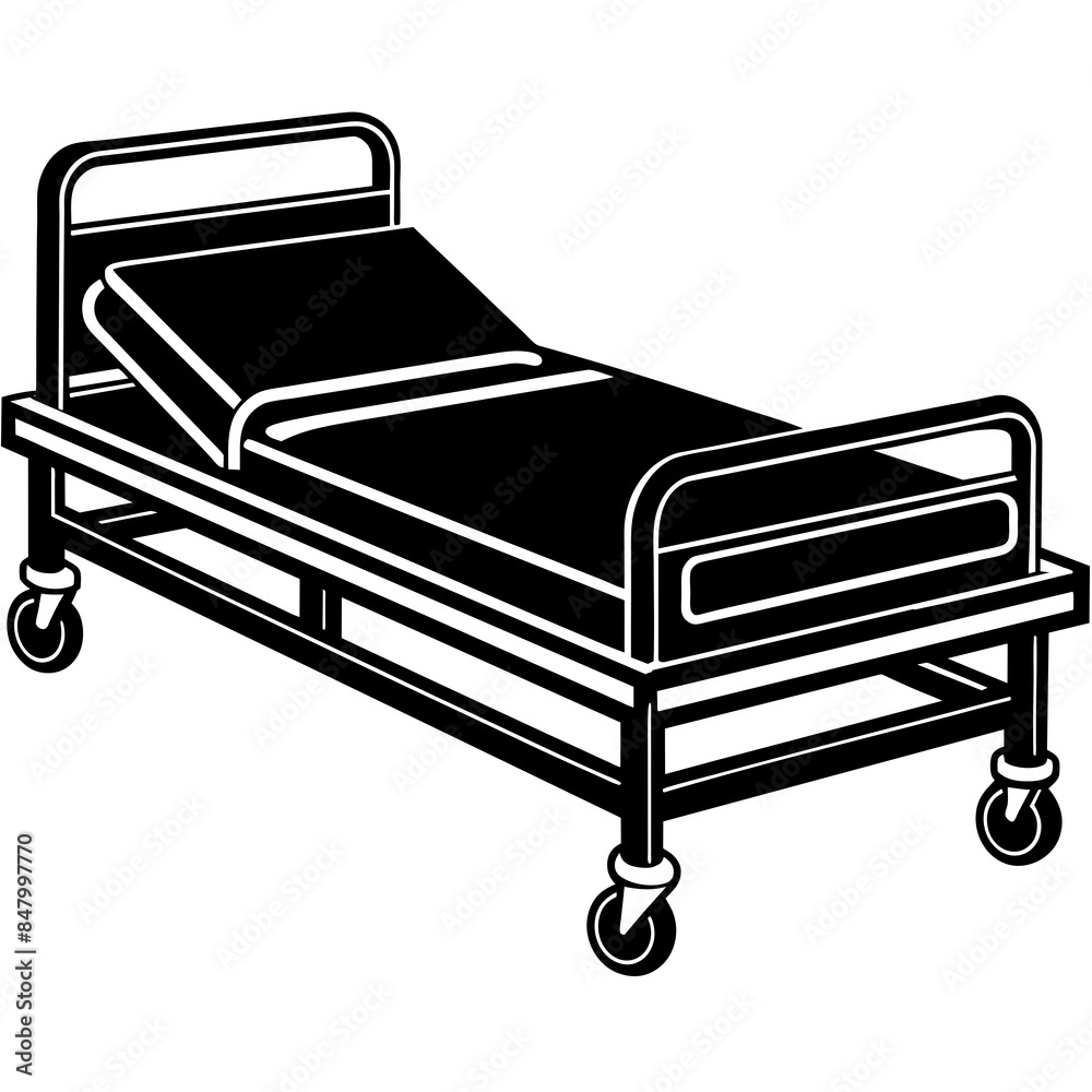 Hospital bed vector silhouette illustration svg file Hospital bed vector silhouette illustration svg file