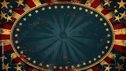 Patriotic shield emblem at the edges, blank center, heraldic style, with traditional motifs