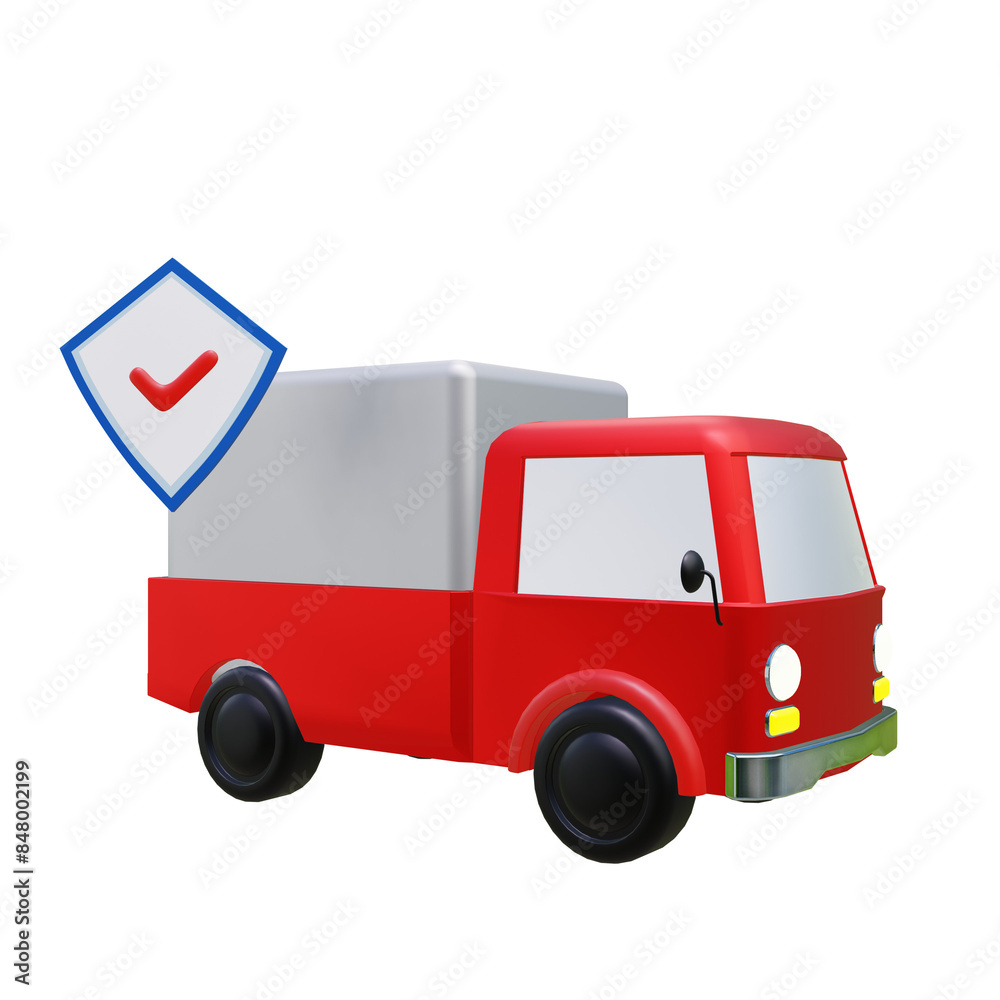 3 D illustration of delivery insurance icon 3 D illustration of delivery insurance icon