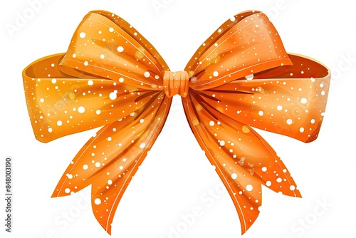 orange bow with white speckles