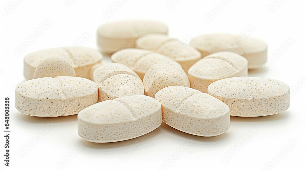Pills scattered on white background isolated Pills scattered on white background isolated