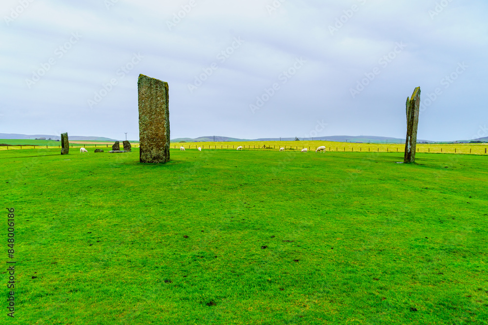 View of the Standing Stones of Stenness, Orkney Islands