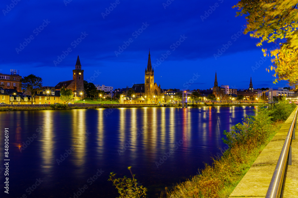 Evening view of the River Ness and Inverness skyline