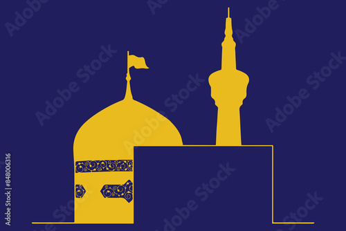Holy shrine of Imam Ali Raza Mashhad vector art.