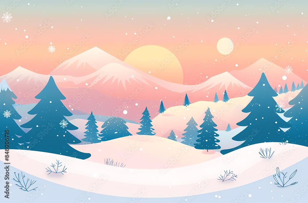 Fototapeta premium winter landscape with trees and snow
