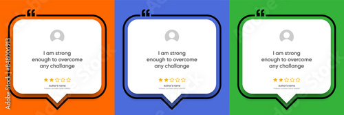 3D bubble testimonial banner, quote, infographic. Social media post template designs for quotes. Empty speech bubbles, quote bubbles and text box. Vector Illustration EPS10.