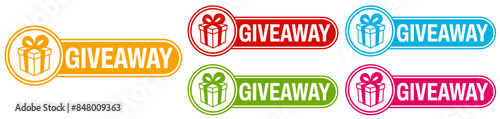 set collections giveaway icon labels. gift for followers social media sign template sticker design vector illustration