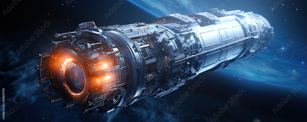 Futuristic Spacecraft Engine Glowing in Deep Space Futuristic Spacecraft Engine Glowing in Deep Space
