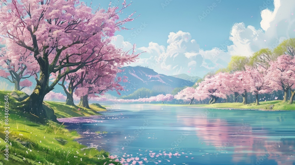 Cherry Blossoms by the River AI generated Cherry Blossoms by the River AI generated
