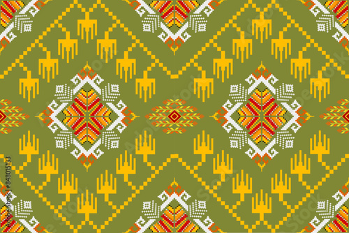 Pixel ethnic pattern oriental traditional. design fabric pattern textile African Indonesian Indian seamless Aztec style abstract vector illustration for print clothing, texture, fabric, wallpaper, dec