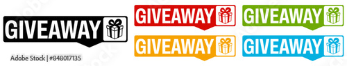 set banner sticker giveaway icon. gift box surprise sign design template vector illustration