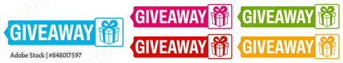 Set trendy Stylish giveaway icon labels. Mystery box gift prize sign sticker icon design vector illustration