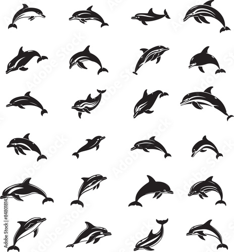 A set of black and white dolphin fish