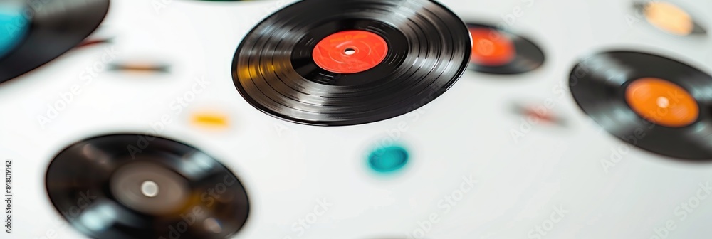 Floating Vinyl Records with Depth of Field Floating Vinyl Records with Depth of Field