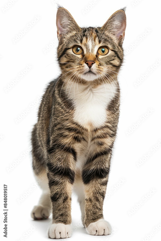 Close-Up of Tabby Cat on White Background. Generative ai Close-Up of Tabby Cat on White Background. Generative ai