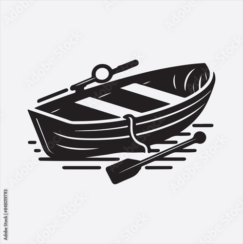 Dingy boat icon vector silhouette art illustration