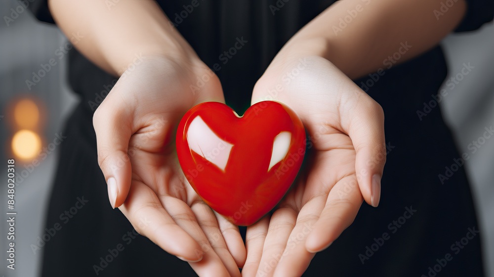 hands holding heart created with Generative AI technology hands holding heart created with Generative AI technology