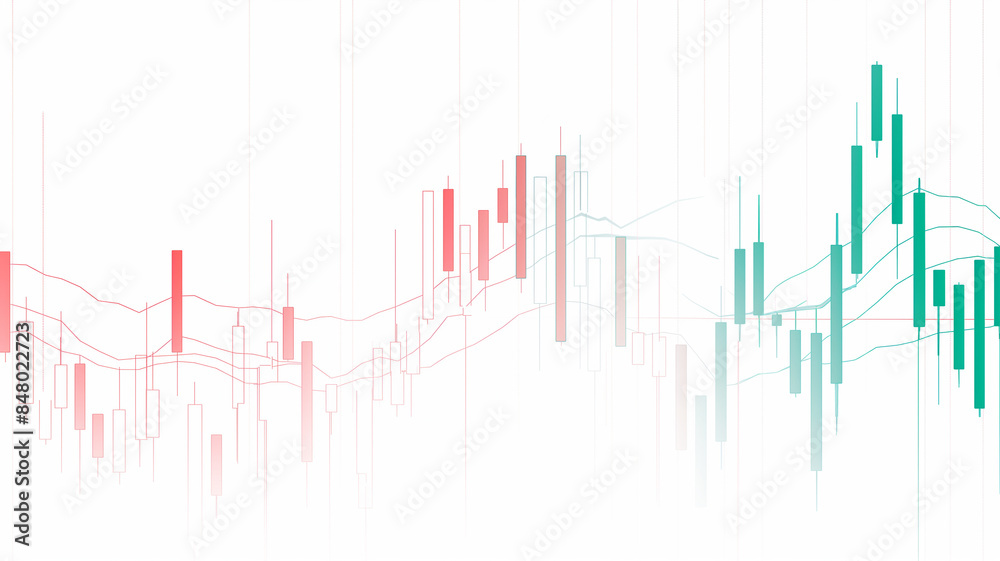 Obraz premium Business concept. Candlestick chart isolated white tone background for technical analysis. 