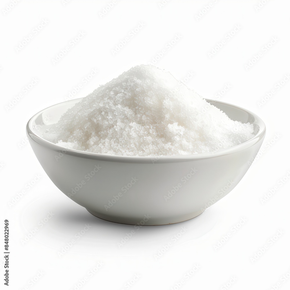 a bowl of sugar, cake ingredient, isolated on white background a bowl of sugar, cake ingredient, isolated on white background