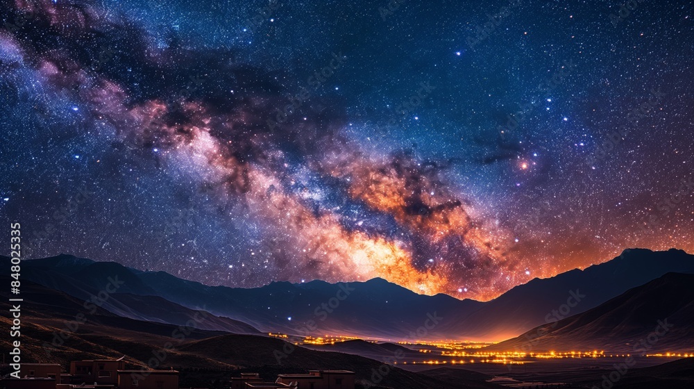 Majestic High Atlas Mountains Starry Sky with Milky Way and Countless Stars in Morocco Majestic High Atlas Mountains Starry Sky with Milky Way and Countless Stars in Morocco