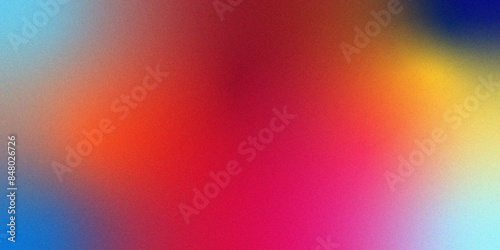 Orange purple pink magenta blue grainy vibrant blurred gradient color flow. Grain and Rough texture effect . Soft gradient backdrop with grain and noise. 