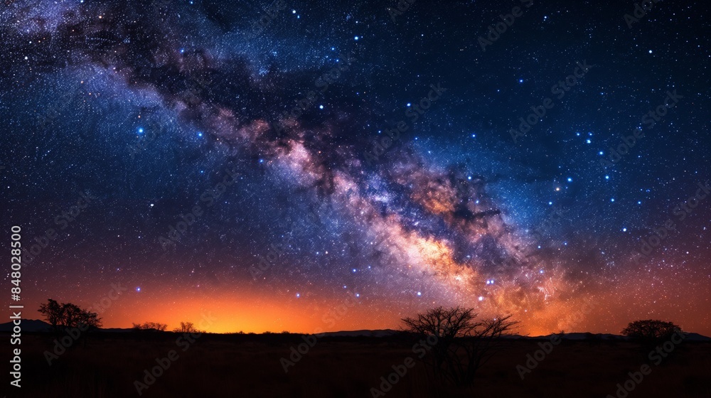Fototapeta premium 'Mesmerizing Patagonia Dark Sky: Milky Way & Stars in Uninhabited Landscape for Stargazing Enthusiasts'