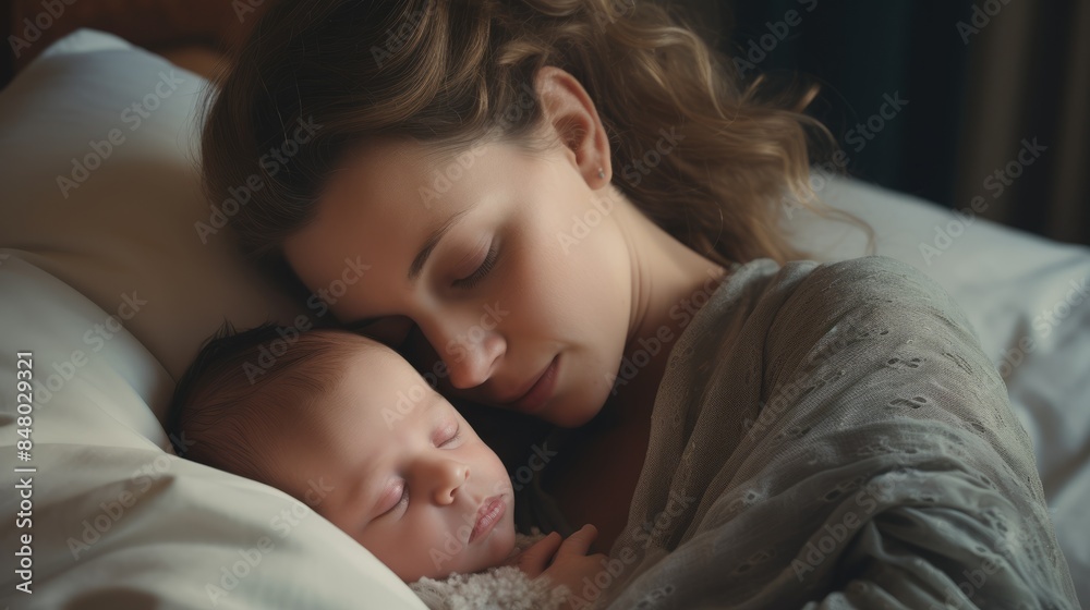 Little newborn baby sleeps in mom's arms Little newborn baby sleeps in mom's arms