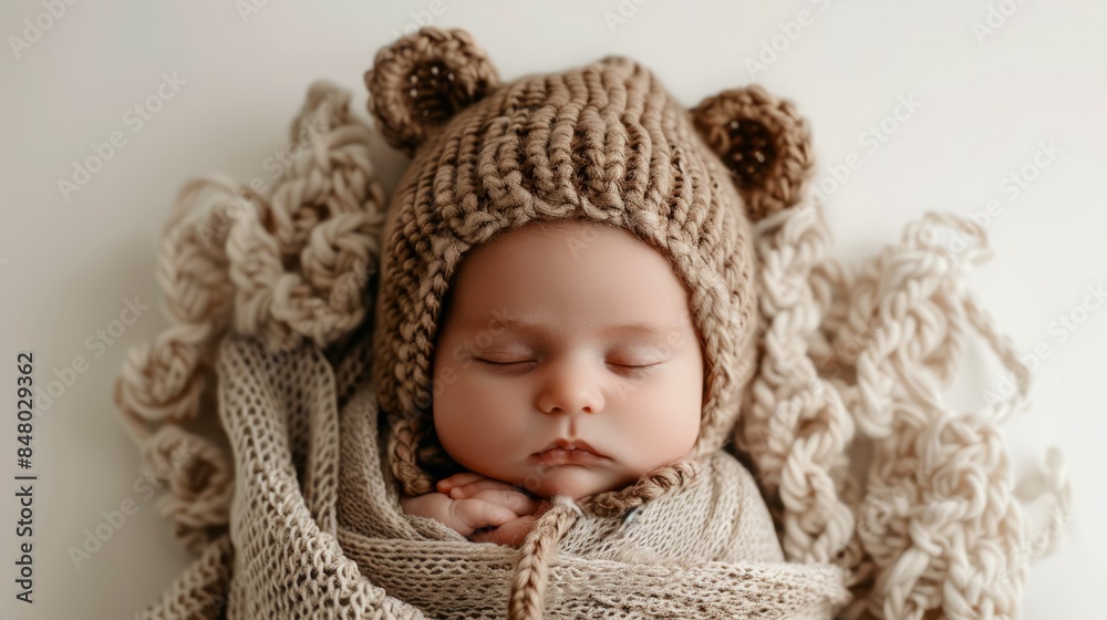 Little newborn baby sleeping in a knitted hat Little newborn baby sleeping in a knitted hat