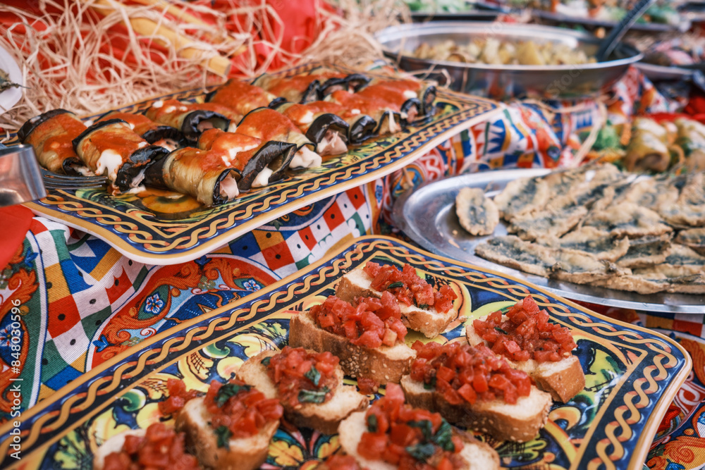 Fototapeta premium sicily Italy Palermo street food market traditional italian food 