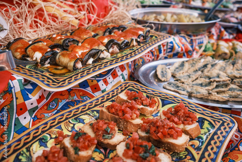 Fototapeta Naklejka Na Ścianę i Meble -  sicily Italy Palermo street food market traditional italian food 
