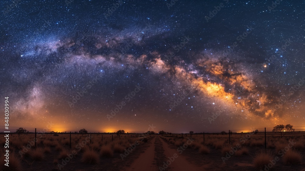Fototapeta premium Illuminated Beauty of Victoria Dark Sky: A Minimalist Stargazing Haven Under the Milky Way in Australia